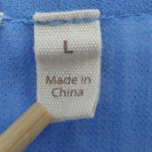 Soft‎ Surroundings Shirt Womens Large Blue Floral Ruffle Corpcore Chiffon V Neck - Picture 4 of 13